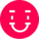 Red smiley face emoji icon on bright pink background representing TikTok emoji expressions
