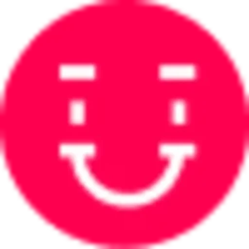 Red smiley face emoji icon on bright pink background representing TikTok emoji expressions